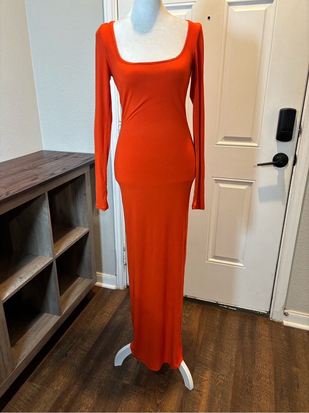 SKIMS Soft Lounge Long Sleeve Dress Color Fire.